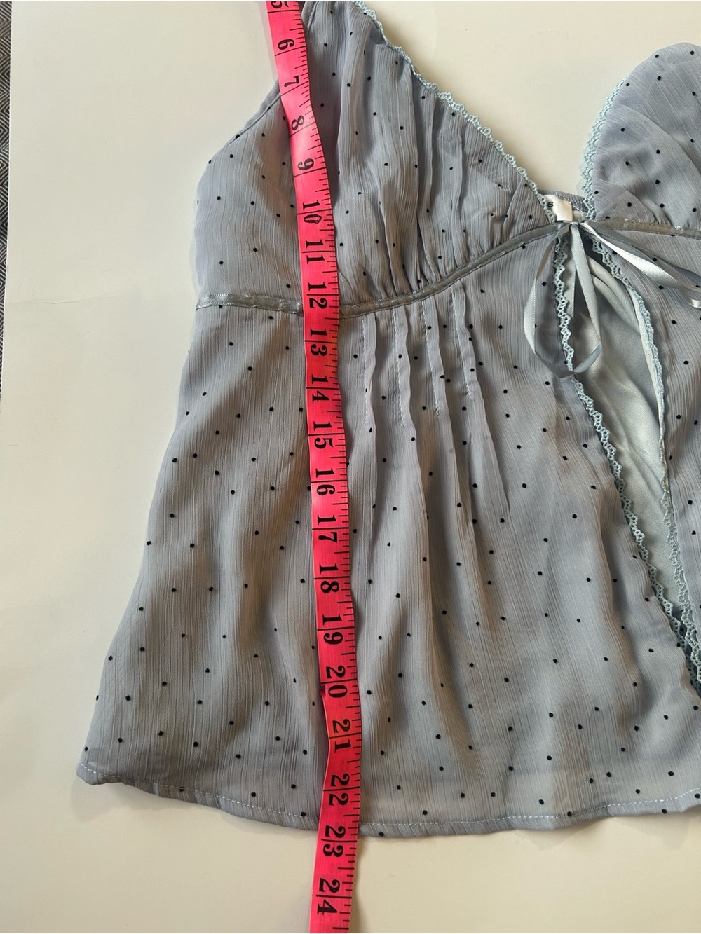 NEW Kirious Los Angeles Light Blue Tie-Front Polka Dot Tank Top - Picture 13 of 14
